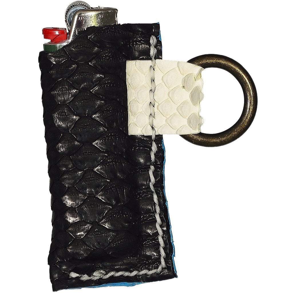 DarqMatterDesign Leather Goods Black / Fits All Standard Size Bic Lighters Enki (Black&White Draco)